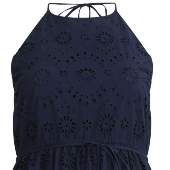 EXCELLENT CONDITION, SZ M, Cotton Blend Eyelet Midi Sundress, Blue - Picture 3 of 3